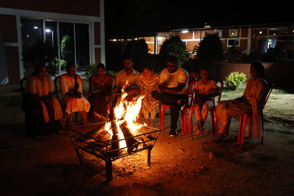 Outdoor bonfire evening experience at Ashoka Jungle River Resort Dandeli